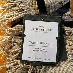 Threshold hemstitched table runner